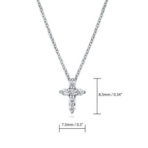 BERRICLE Sterling Silver Cross Cubic Zirconia CZ Fashion Pendant Necklace for Women, Rhodium Plated