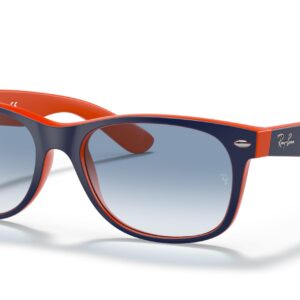 Ray-Ban RB2132 New Wayfarer Square Sunglasses, Blue On Orange/Clear Gradient Blue, 55 mm