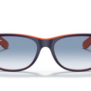 Ray-Ban RB2132 New Wayfarer Square Sunglasses, Blue On Orange/Clear Gradient Blue, 55 mm