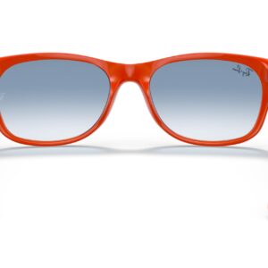 Ray-Ban RB2132 New Wayfarer Square Sunglasses, Blue On Orange/Clear Gradient Blue, 55 mm