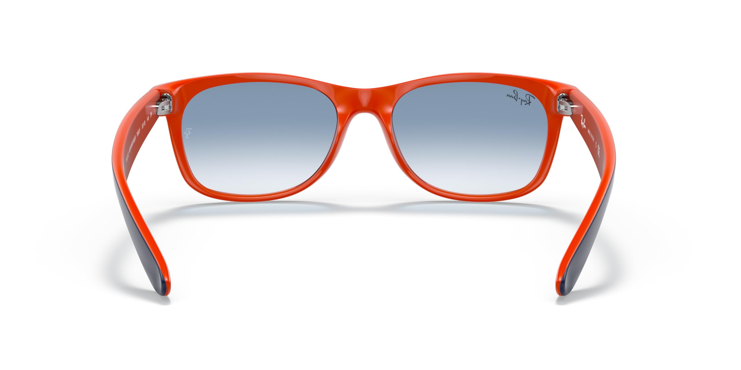 Ray-Ban RB2132 New Wayfarer Square Sunglasses, Blue On Orange/Clear Gradient Blue, 55 mm