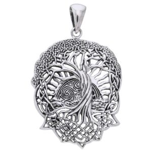 Rising Sun - Interconnected Celtic Knot Tree and Roots of Life Sterling Silver Pendant