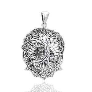 Rising Sun - Interconnected Celtic Knot Tree and Roots of Life Sterling Silver Pendant