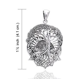 Rising Sun - Interconnected Celtic Knot Tree and Roots of Life Sterling Silver Pendant