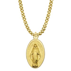 TrueFaithJewelry 12KT Gold-Filled Our Lady Of Grace Miraculous Medal Necklace Pendant Religious Jewelry, 7/8 Inch