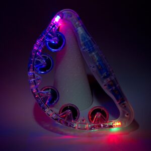 Flashing Panda LED Light-Up Flashing Tambourine, Clear, Multicolor lights, Large