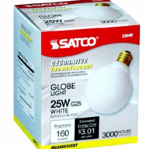 Satco Products S3440 120V 25G25 Medium Base White Light Bulb