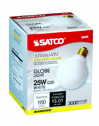 Satco Products S3440 120V 25G25 Medium Base White Light Bulb