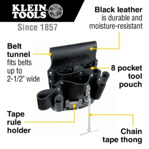 Klein Tools 5178 Pocket Tool Pouch, Leather, Tunnel Loop Belt Connection, Black