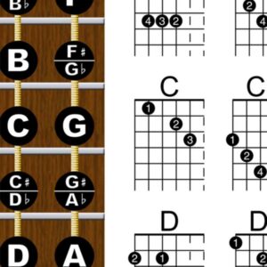 Left Handed Guitar Fretboard & Chord Chart - Instructional Poster for Left Hand Beginner 11"x17" Easy | A New Song Music