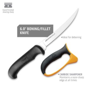 OUTDOOR EDGE ButcherLite 8-Piece Butcher Knife Set | Features a Nylon Roll Pack Case that Doubles as a Belt Scabbard | Razor-Sharp Full-Tang Caping & Boning Knives, Skinning Knife, Bone Saw & More