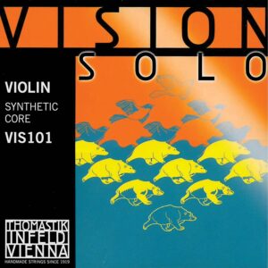 thomastik vision solo 4/4 violin string set - medium gauge - with silver wound d string