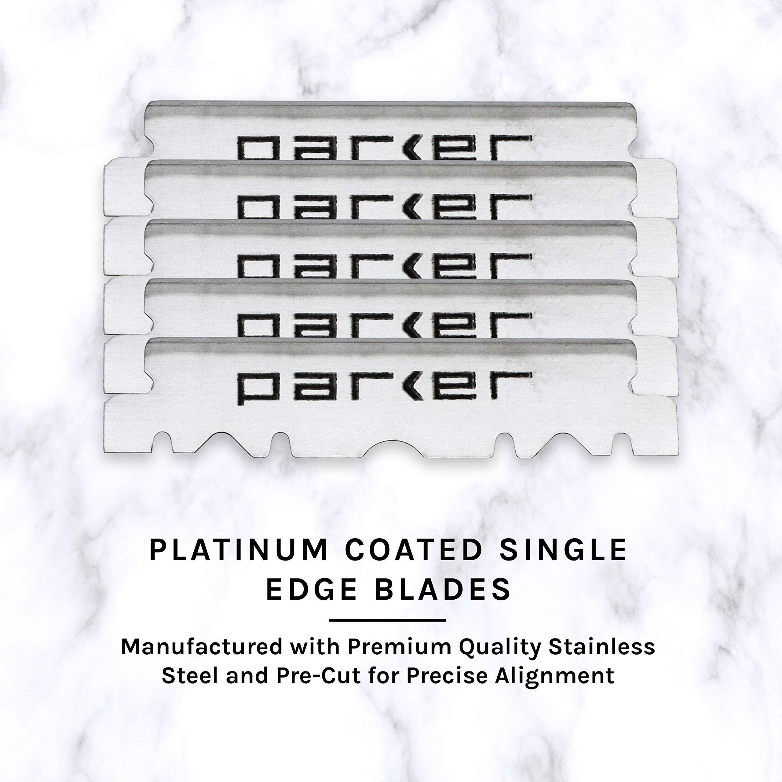 Parker Men’s SR1 Stainless Steel Straight Edge Razor With 5 Parker Platinum Blades