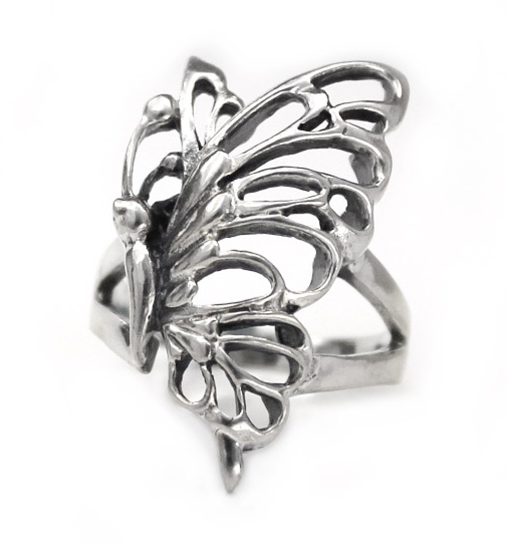 Sterling Silver Elegant Wing Butterfly Ring, 9