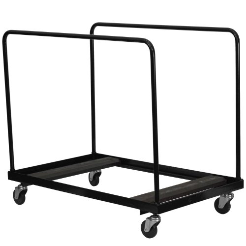 Flash Furniture Neena Black Solid Steel Folding Table Dolly for Round Folding Tables with High Gloss Finish