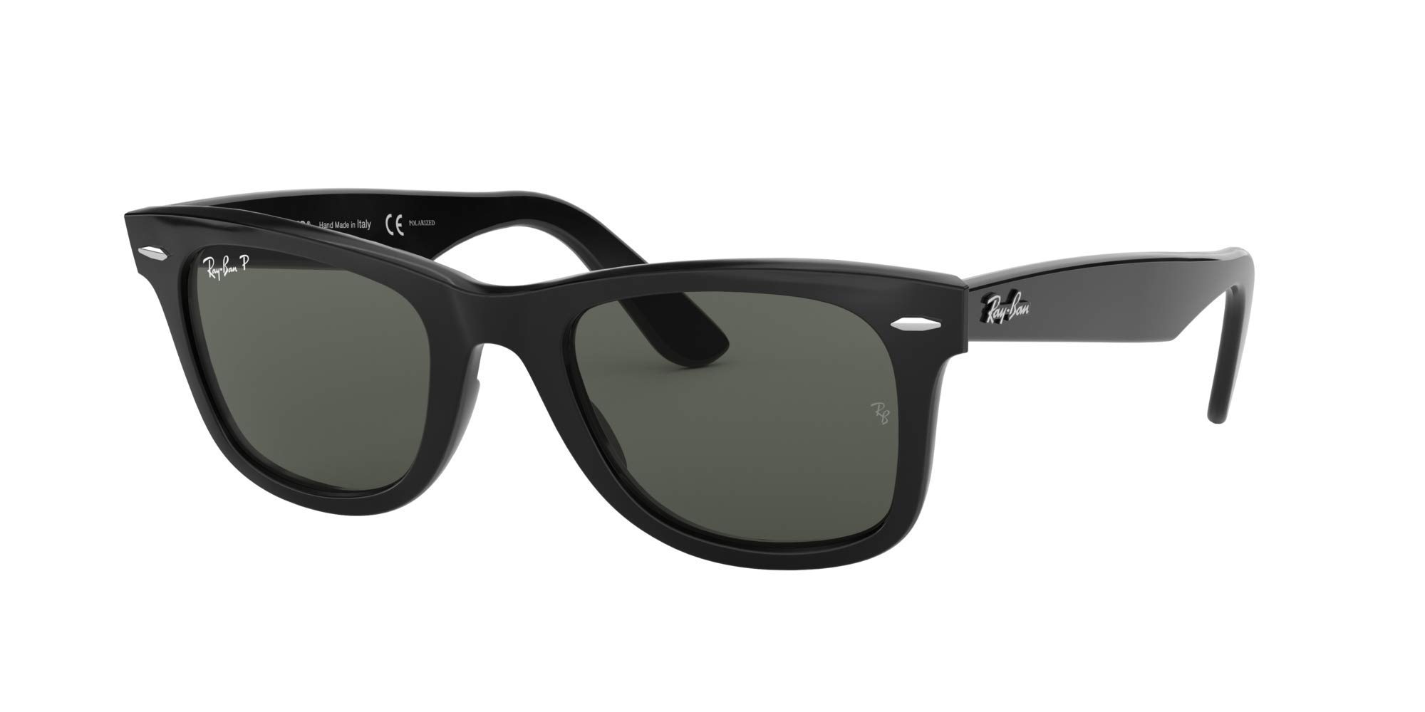 Ray-Ban RB2140 Original Wayfarer Sunglasses, Black/Green Polarized, 50 mm