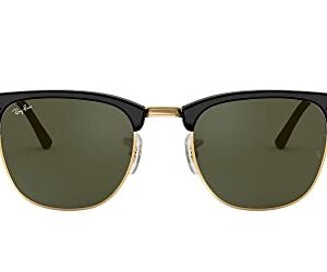 Ray-Ban RB3016 Clubmaster Square Sunglasses, Black On Gold/G-15 Green, 51 mm