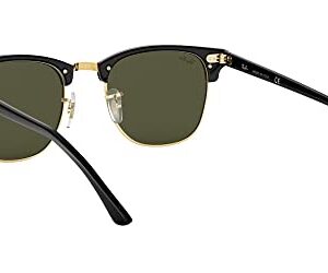 Ray-Ban RB3016 Clubmaster Square Sunglasses, Black On Gold/G-15 Green, 51 mm