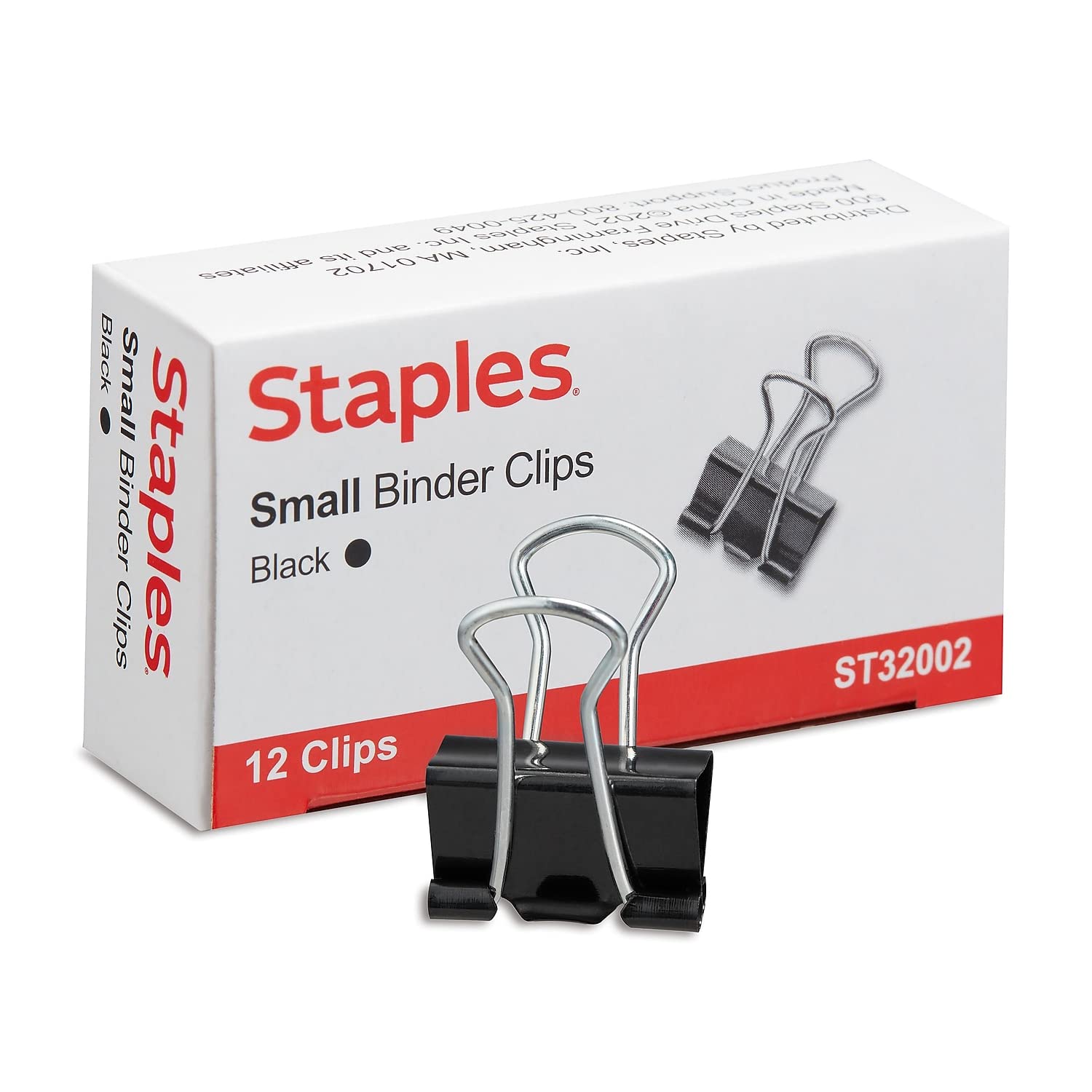 Staples 480114 Small Metal Binder Clips Bulk Pk Black 3/4-Inch Size with 3/8-Inch Capacity