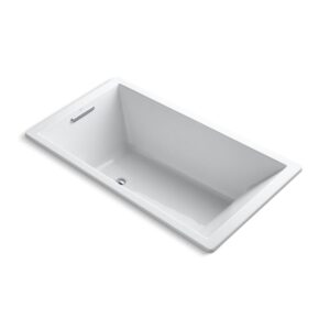 KOHLER K-1136-0 Underscore Rectangle 66-Inch x 36-Inch drop-in bath with end drain, White