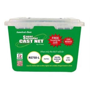 fitec rs750 super spreader cast net, clear, 7' radius, 3/8" mesh, 3/4 lb wts