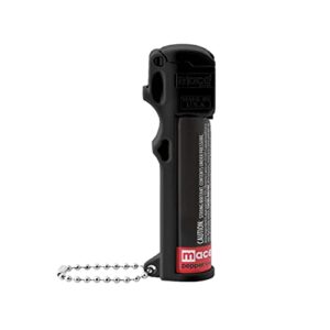 Mace Brand KeyGuard Mini Pepper Spray, Black – Accurate 5’ Powerful Pepper Spray Keychain for Women & Men – Refillable Mace Spray, Self Defense Flip-Top Safety Cap for Fast Access – Easy to Use