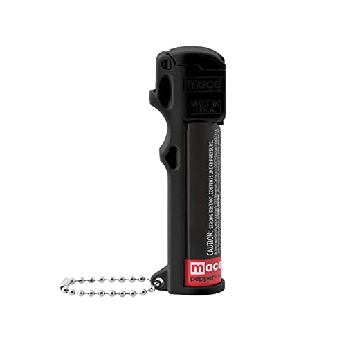 Mace Brand KeyGuard Mini Pepper Spray, Black – Accurate 5’ Powerful Pepper Spray Keychain for Women & Men – Refillable Mace Spray, Self Defense Flip-Top Safety Cap for Fast Access – Easy to Use