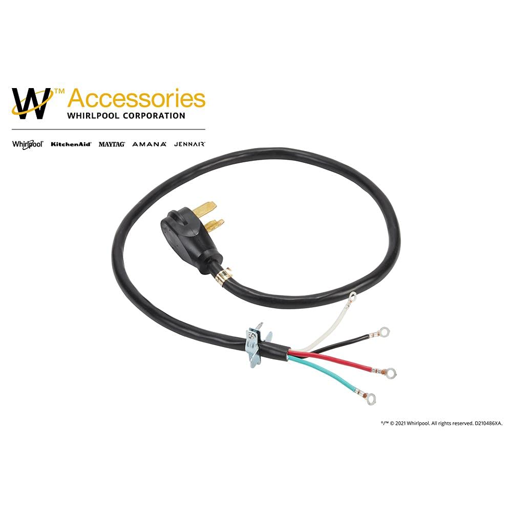 Whirlpool PT400L Genuine OEM Power Cord For Dryers – Replaces 4396060, 4396060R, W10834027