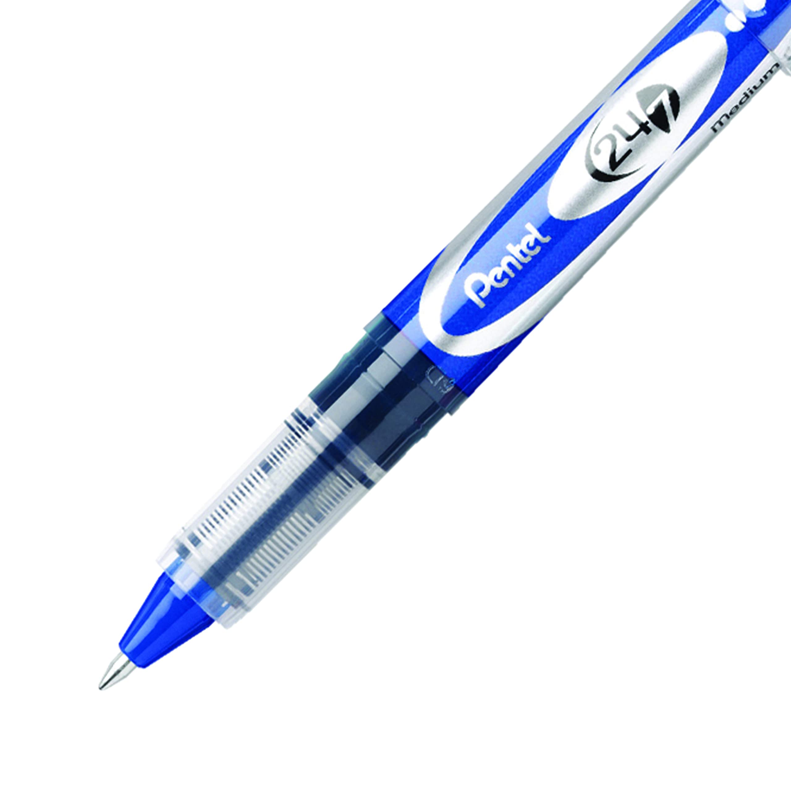 Pentel 24/7 Roller Ball Pen Medium Line, Blue Ink, Box of 12 (BLD97-C)