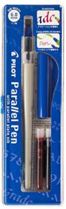 pilot parallel calligraphy pen set, 6.0mm nib with black and red ink cartridges (90053)