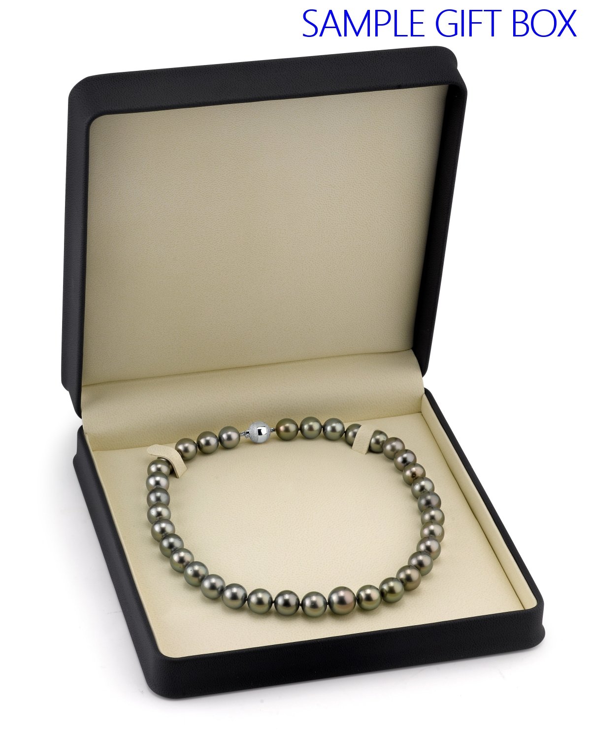 The Pearl Source Sterling Silver 11-12mm Round Genuine Black Tahitian South Sea Cultured Pearl Rubber Necklace in 16" Choker Length for Women