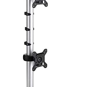 Atdec dual stack or single monitor desk Mount - Freestanding base - Load screen monitors up to 26.5lb flat or 20lb curved - VESA 75x75, 100x100 - Quick display release, tilt, pan, landscape/portrait