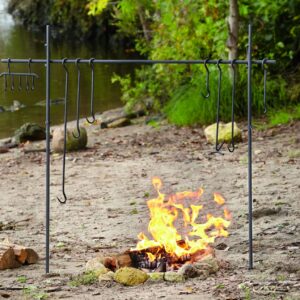 Guide Gear Campfire Cooking Equipment Set; Heavy-Duty Iron Side Posts, Hooks, Lid Lifter, Utensil Holder and Poker