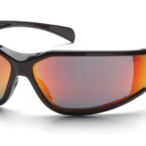 Pyramex Exeter Safety Eyewear, Sky Red Mirror Anti-Fog Lens With Black Frame