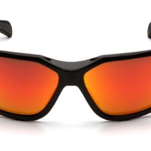 Pyramex Exeter Safety Eyewear, Sky Red Mirror Anti-Fog Lens With Black Frame