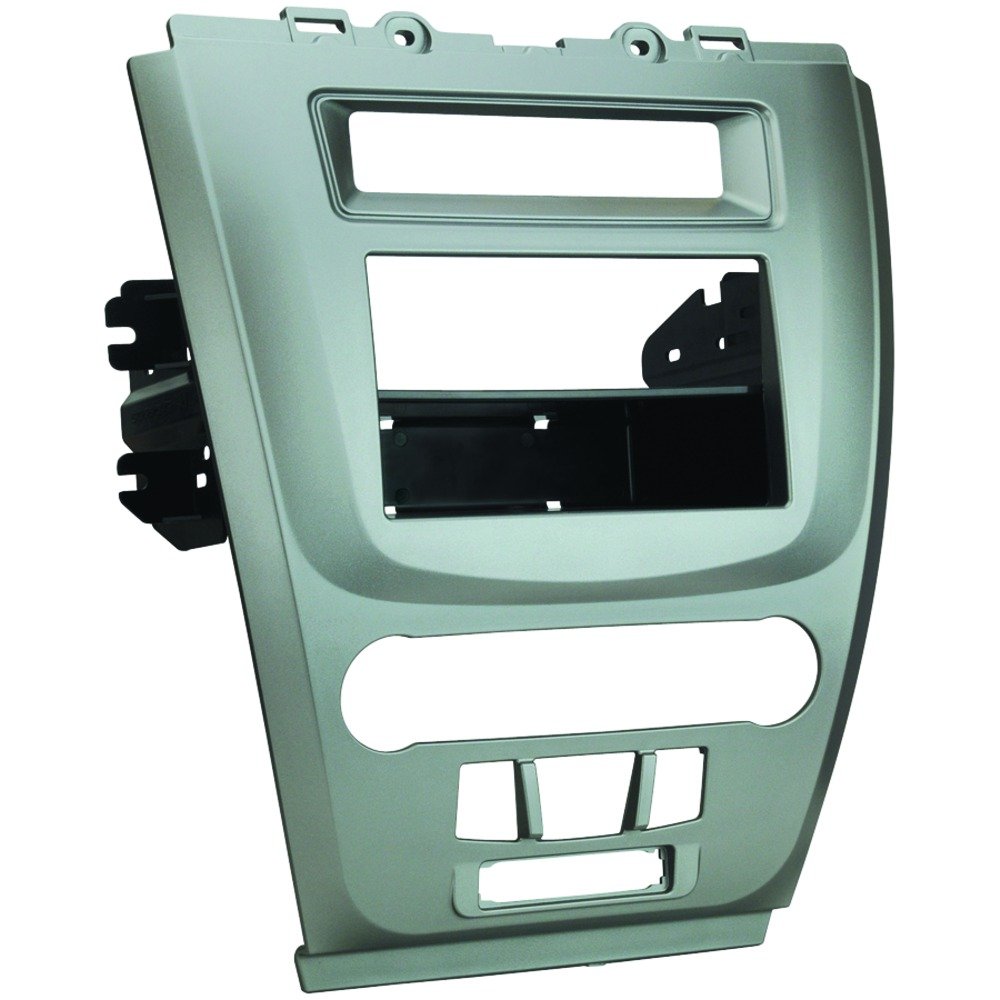 Scosche FD1443B Compatible with 2009-12 Ford Fusion, ISO Double DIN & DIN+Pocket Dash Kit; Silver