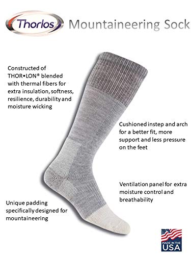 Thorlos Unisex ST Mountaineering Thick Padded Over the Calf Sock, Light Grey, Large