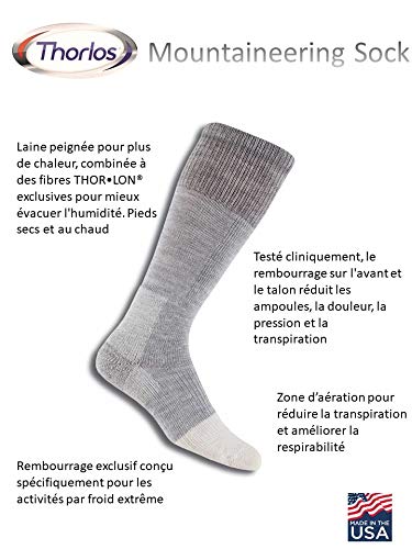 Thorlos Unisex ST Mountaineering Thick Padded Over the Calf Sock, Light Grey, Large