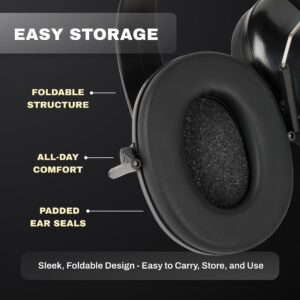 Rifleman PXS, Adjustable Folding Noise Reduction Safety Ear Muffs, SNR 25dB, Professional Hearing Protection for Shooting, Hunting, Construction, Sports, Travel, and More