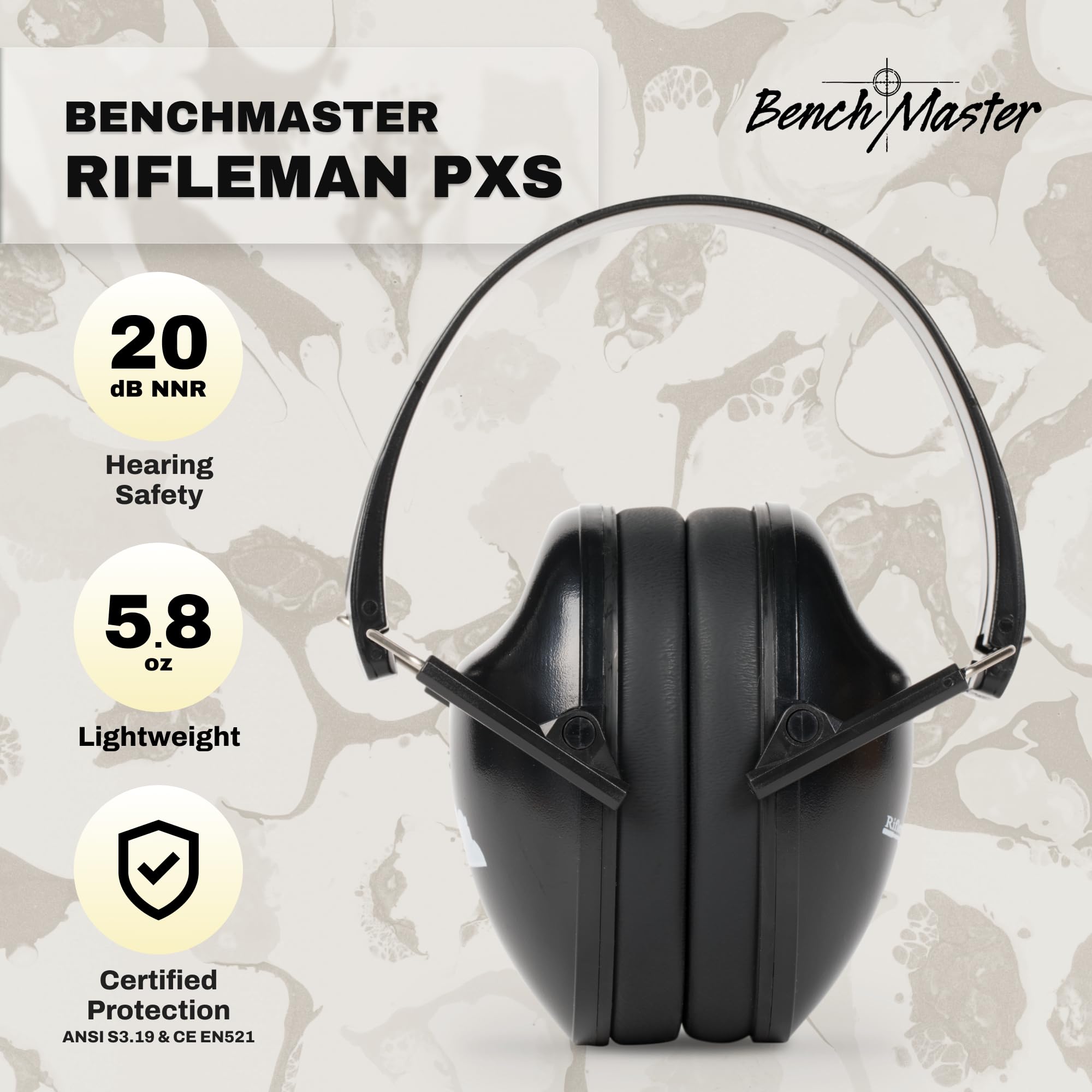 Rifleman PXS, Adjustable Folding Noise Reduction Safety Ear Muffs, SNR 25dB, Professional Hearing Protection for Shooting, Hunting, Construction, Sports, Travel, and More