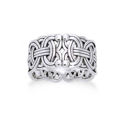 Viking Braided Wedding Band Borre Knot Norse Celtic 10mm Sterling Silver Ring Size 9(Sizes 4,5,6,7,8,9,10,11,12,13,14,15)