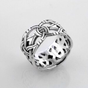 Viking Braided Wedding Band Borre Knot Norse Celtic 10mm Sterling Silver Ring Size 9(Sizes 4,5,6,7,8,9,10,11,12,13,14,15)