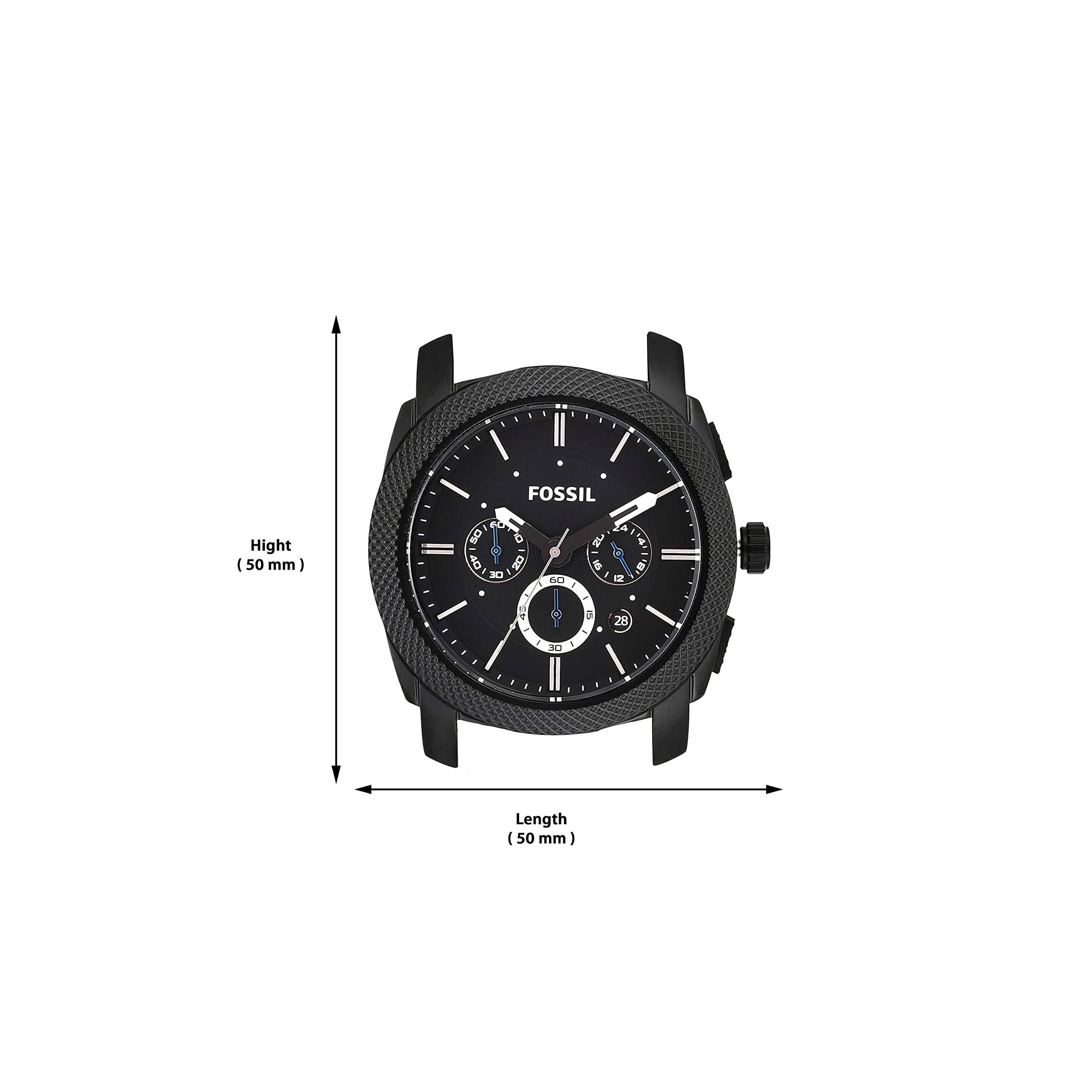 Fossil Men's Machine Quartz Stainless Steel and Silicone Chronograph Watch, Color: Black (Model: FS4487)