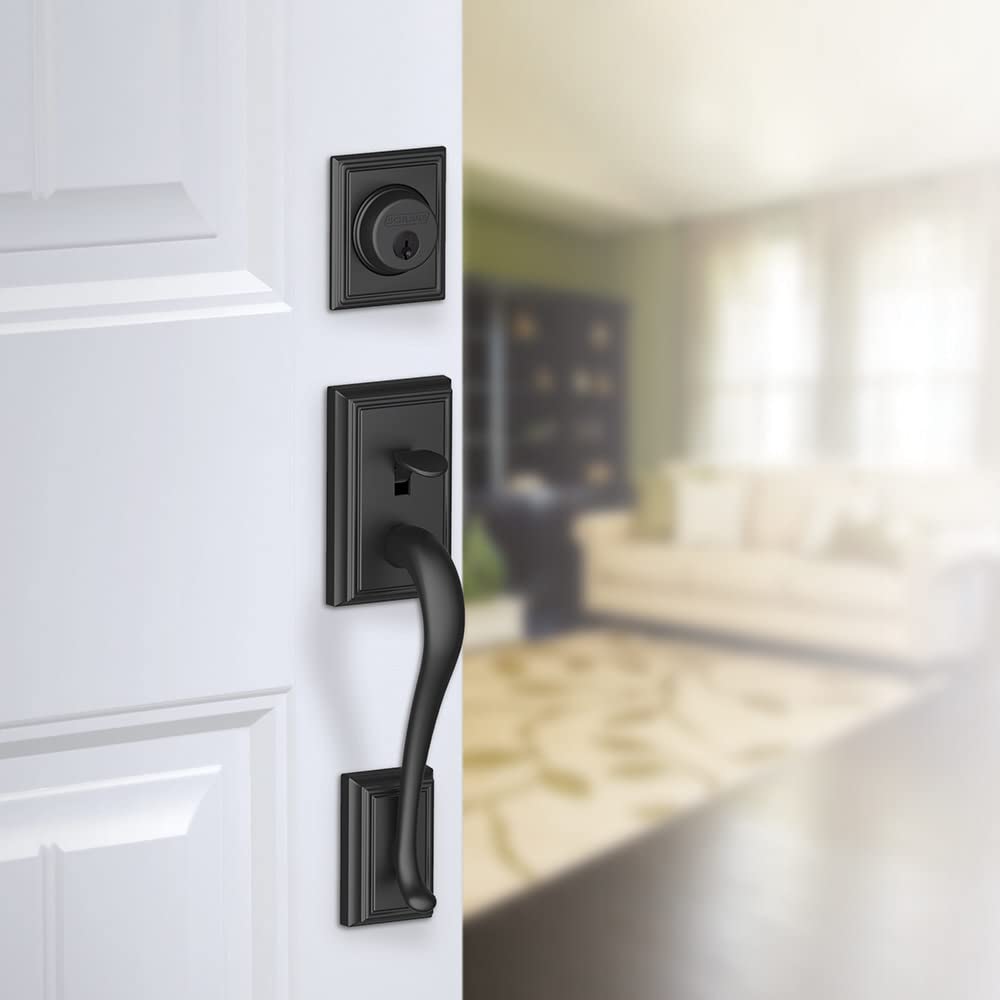 Schlage F58 ADD 622 Addison Exterior Handleset with Deadbolt, Matte Black (Exterior Half Only)