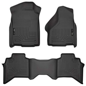 husky liners weatherbeater floor mats | fits 2002 - 2008 ram 1500 crew cab; 2003 - 2009 ram 2500/3500 crew cab | front & 2nd row, 3-pc black - 98031