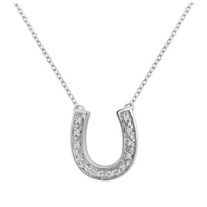 amanda rose collection diamond horseshoe necklace for women in sterling silver 16 inches long