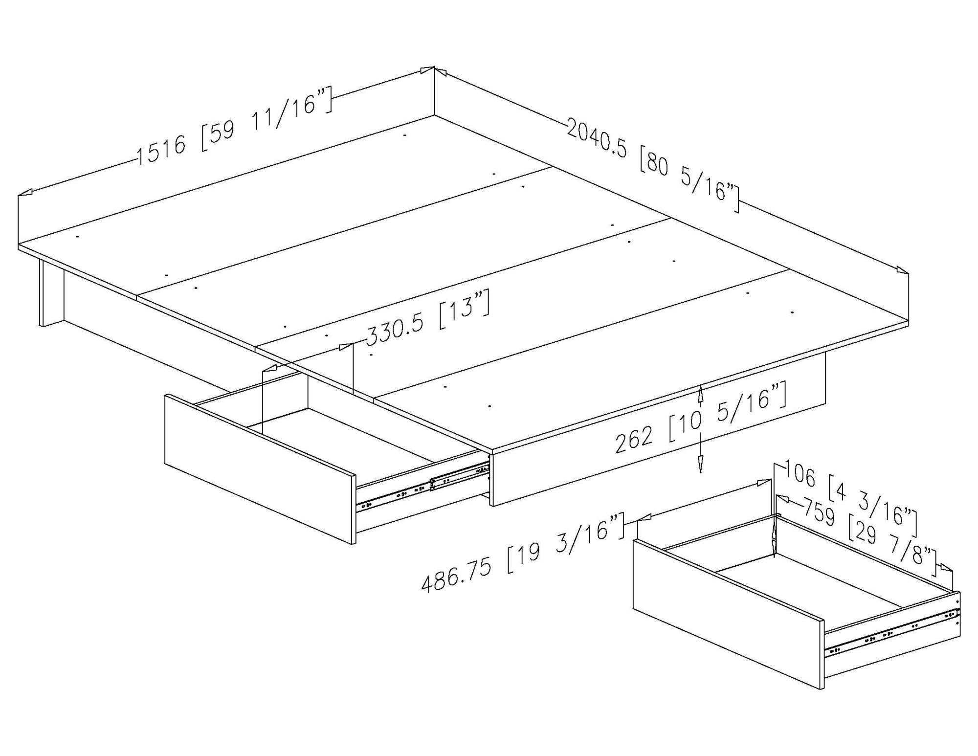 South Shore Step One Platform Bed Pure Black, Contemporary