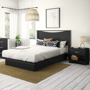 South Shore Step One Platform Bed Pure Black, Contemporary