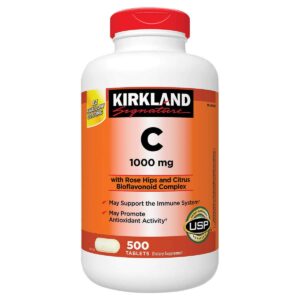 kirkland signature vitamin c 1000mg, with rose hips 500 tabs each (pack of 2)