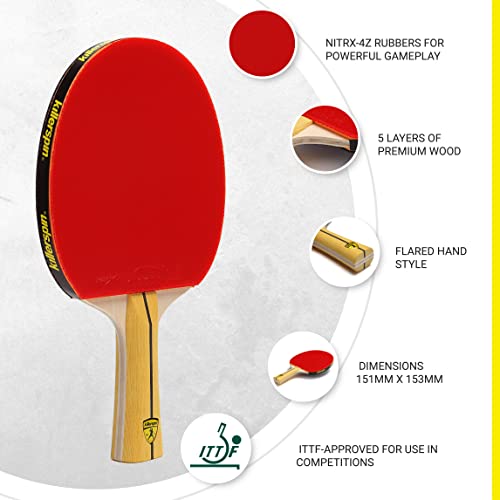 Killerspin Jet400 Smash N2 Ping Pong Paddle, Table Tennis Racket, Table Tennis Equipment for Intermediates/Advanced, Table Tennis Paddle with 5-Ply Wood Blade, Black/Red